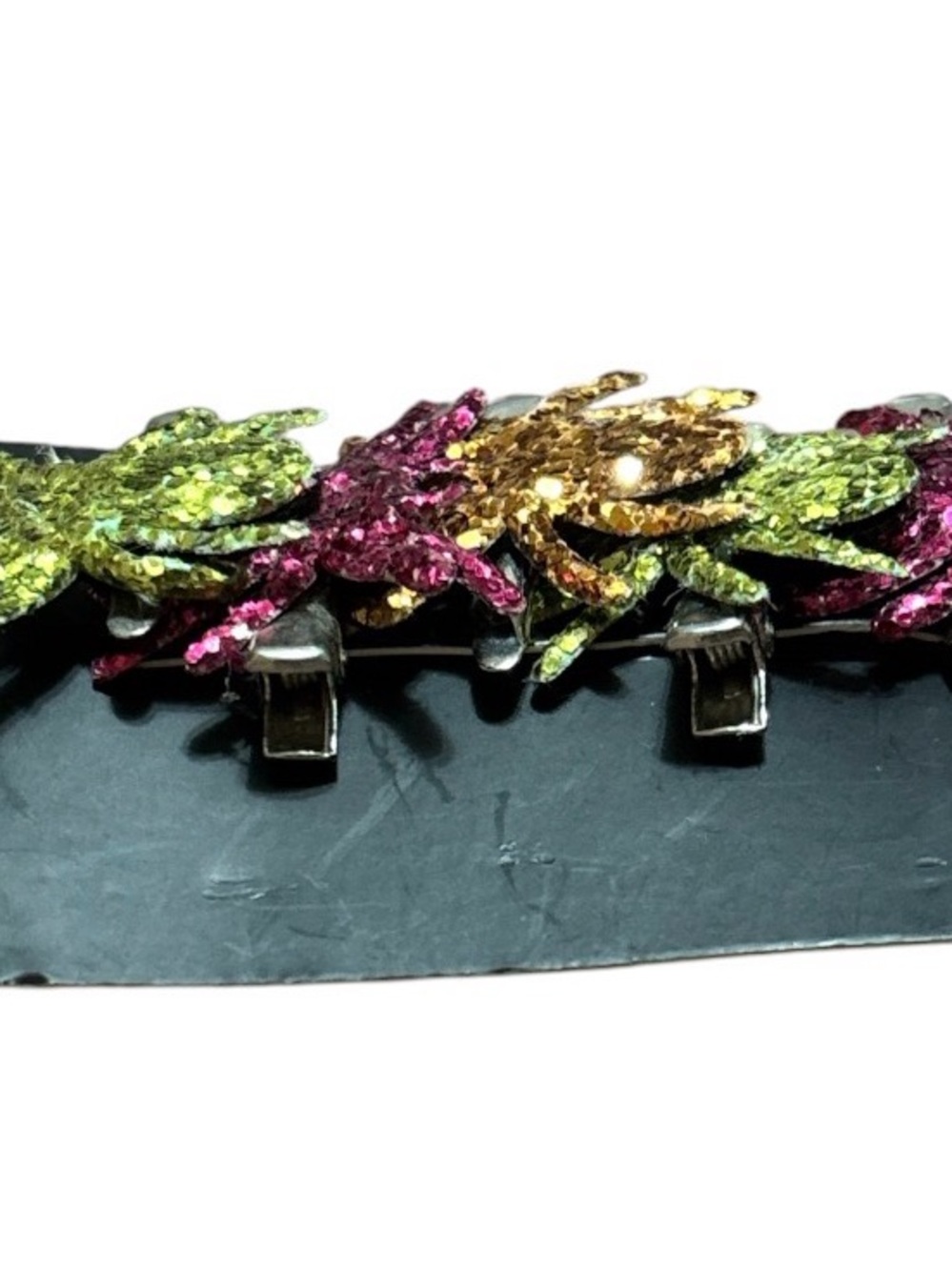 Chunky Glitter Spider Hair Clips - Pink, Green & Gold 🕷️ - Picture 2 of 2